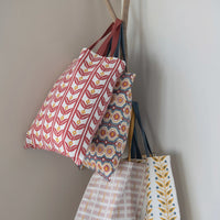 Cotton Printed Tote Bag with Interior Pocket