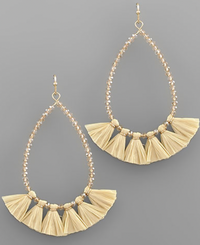 Raffia Tassel Teardrop Earrings