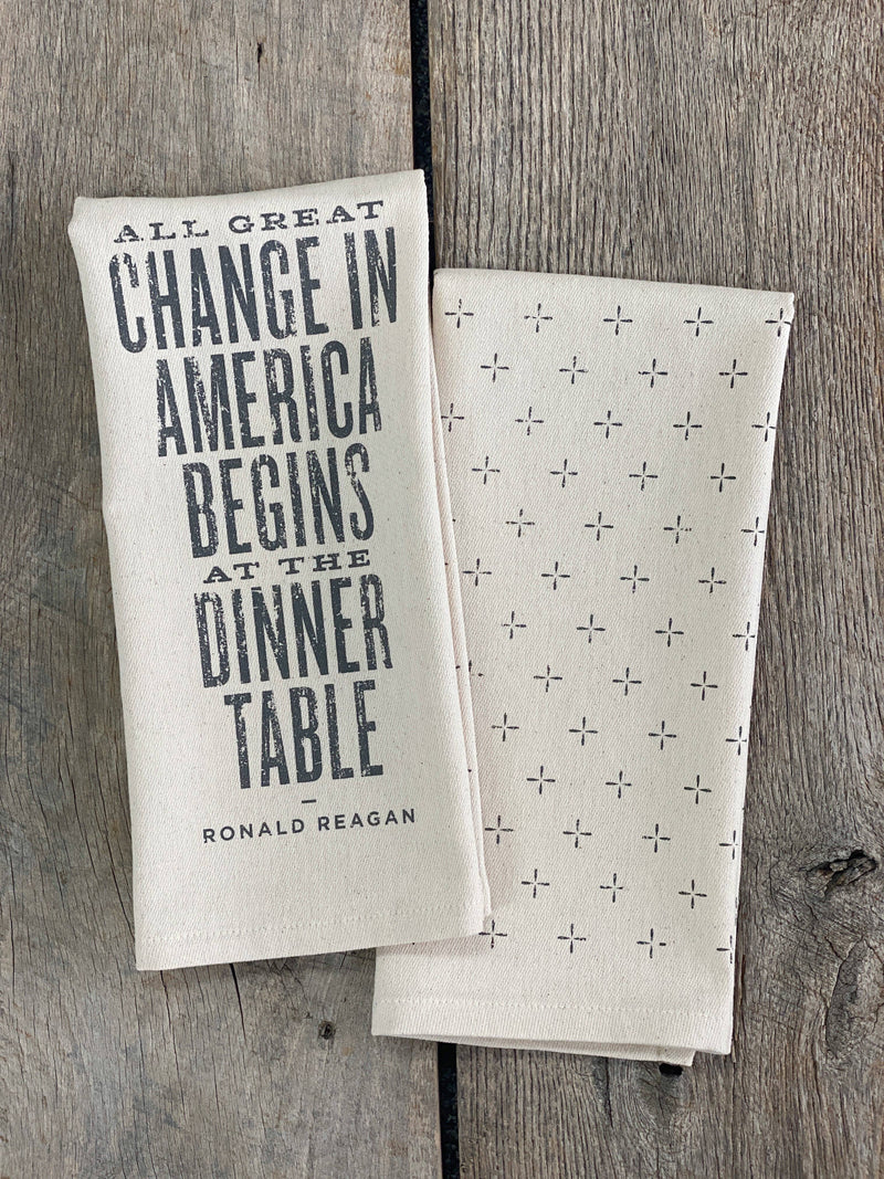All Great Change... Ronald Reagan Quote - Kitchen Towel