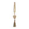 Wood Beads with Heart and Tassel