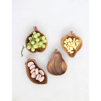 Hand-Carved Acacia Wood Fruit & Vegetable Shaped Bowl